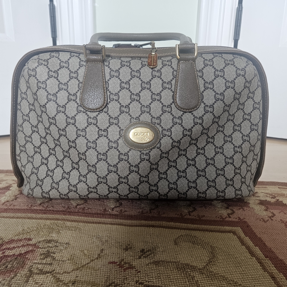 Gucci Plus GG Canvas Satchel with Gold Accents